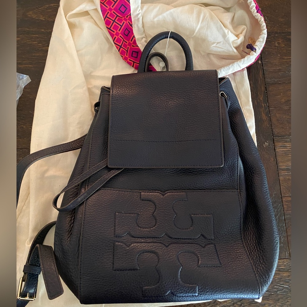 Tory Burch Navy Blue Leather Backpack